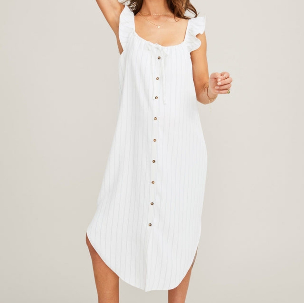 NWT Hatch Jenna Maternity Dress in Ivory/Black Pinstripe sz 2